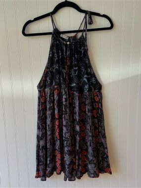 Free People Intimately Free People Floral Slip Dress Black Red Boho Mini Dress S